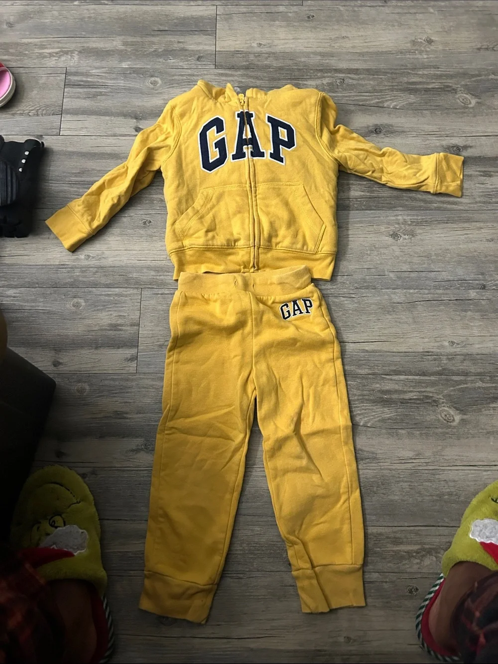 GAP Bright Yellow Kids Zip Hoodie and Joggers Set